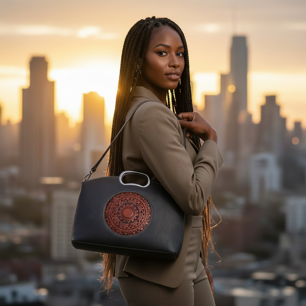Petit sac tote pour femme en cuir véritable, avec poignée supérieure en métal.