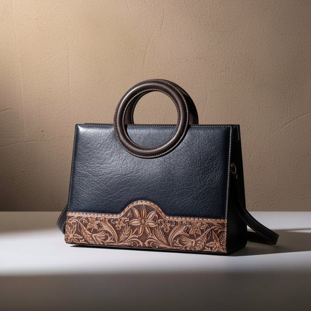  Sac cabas Heritage Vintage en cuir pleine fleur patiné, silhouette souple et structurée, avec finitions métalliques couleur canon de fusil. 