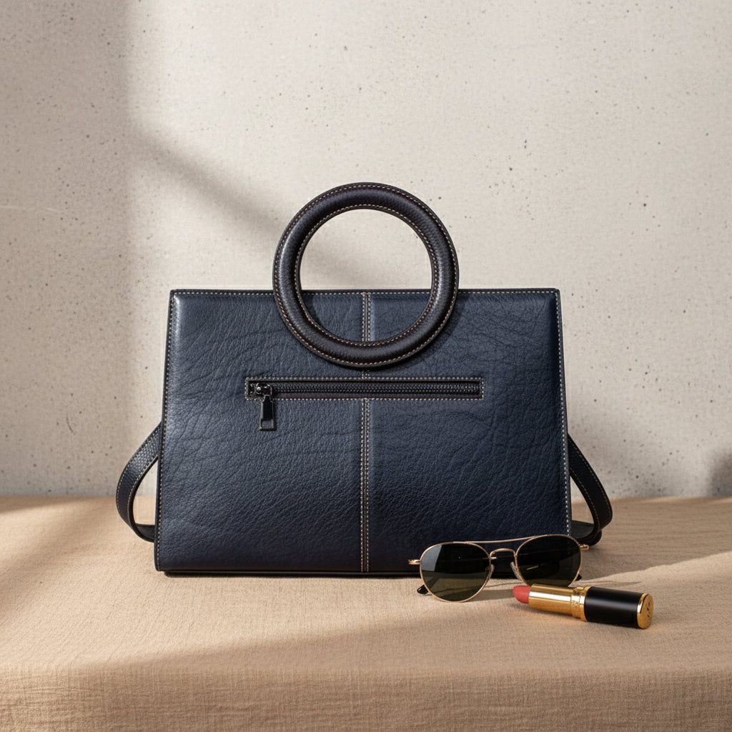  Sac cabas Heritage Vintage en cuir pleine fleur patiné, silhouette souple et structurée, avec finitions métalliques couleur canon de fusil. 