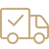 Icône de camion de livraison stylisé avec checkmark, symbolisant la livraison offerte