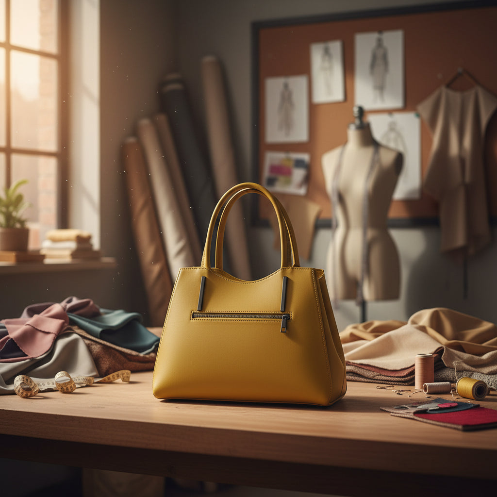 RB1004R | Genuine Leather Hand Bag Made in Italy with Removable Shoulder Strap and Gunmetal Metal Carabiner Attachments - Mustard Color - Size: 33 x 25 x 15 cm + Handles 13 cm-1