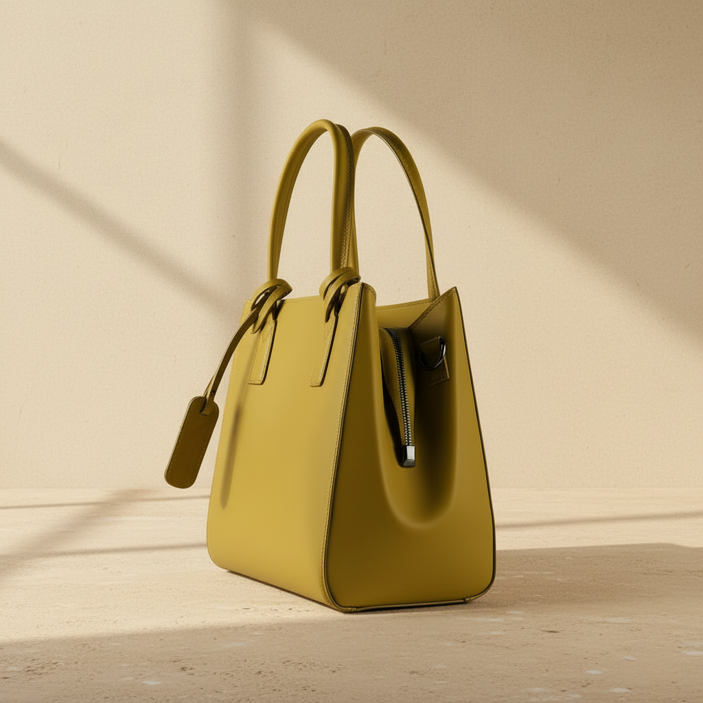 Sac à main en cuir véritable couleur moutarde, avec bandoulière amovible et attaches mousqueton gunmetal, format 33 × 25 × 15 cm avec poignées de 13 cm