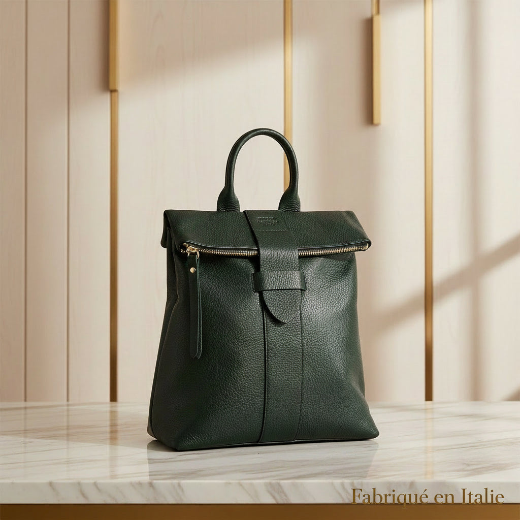 Renato Borzatta Sac à dos femme en cuir véritable noir