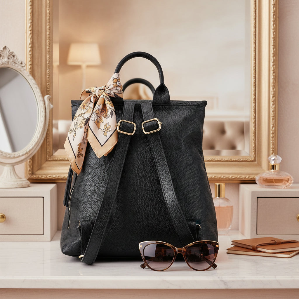 Renato Borzatta Sac à dos femme en cuir véritable noir