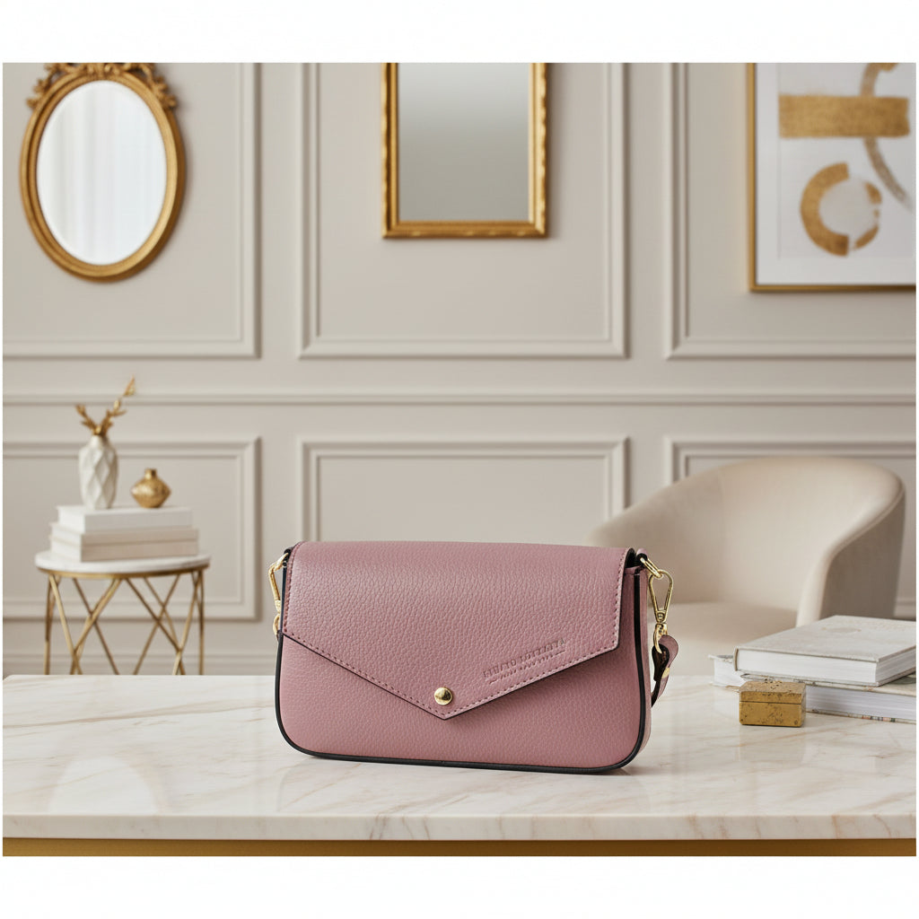 Borzatta Mini sac à bandoulière en cuir rose