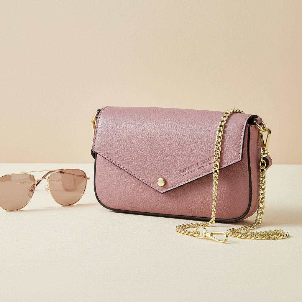 Borzatta Mini sac à bandoulière en cuir rose