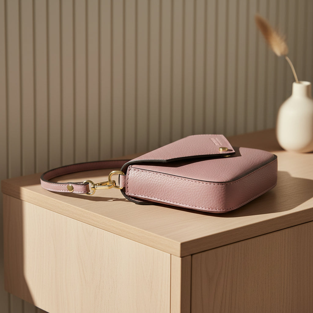 Borzatta Mini sac à bandoulière en cuir rose