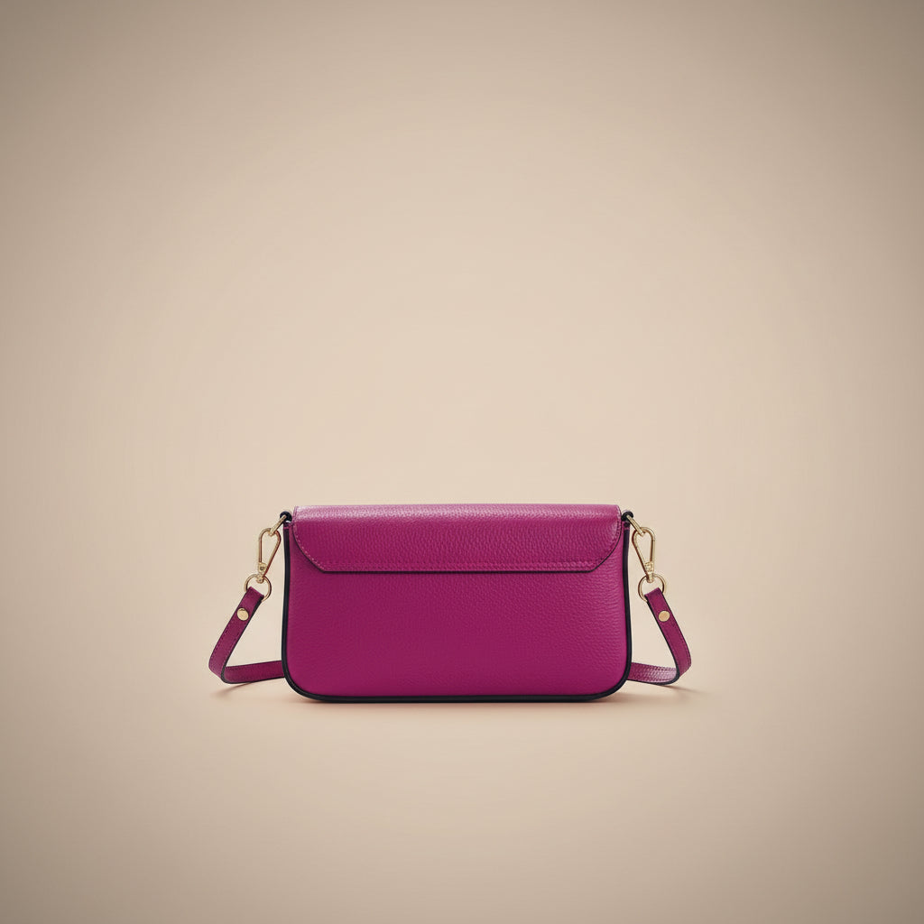 Mini Sac Bandoulière femme en cuir véritable fuchsia