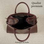 Frida - Grand Sac à Main Cuir Pleine Fleur cognac, Made in Italy