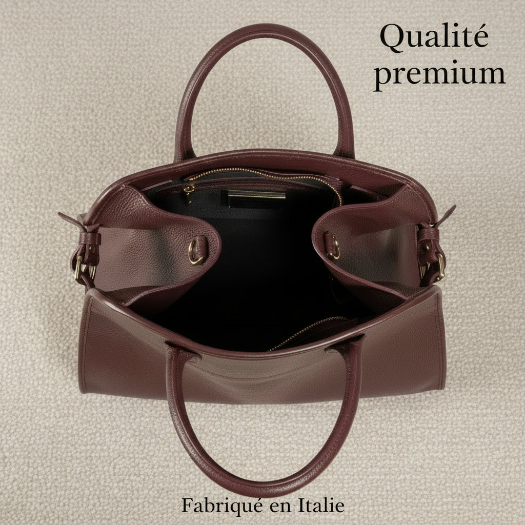 Frida Bordeaux sac à main italien en cuir