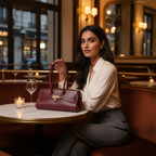 Sac porté épaule Arianna en cuir sauvage souple couleur bordeaux, fabriqué en Italie, avec accessoires métal or mat et format 34 × 15 × 16 cm, poignée de 20 cm.