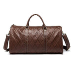 Rossie Viren  Men's Quilted Large Capacity  Leather Duffel Carryall Travel  Bag-1