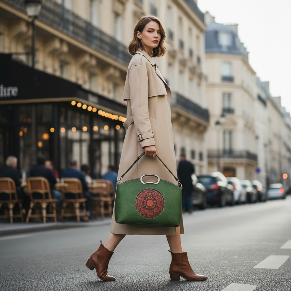 Aurea Vintage - Tote Structuré Bicolore en Cuir