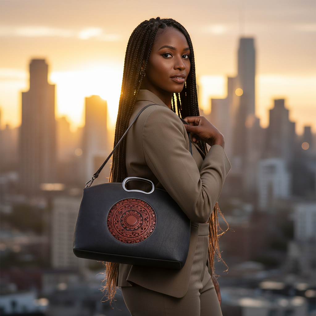 Aurea Vintage - Tote Structuré Bicolore en Cuir