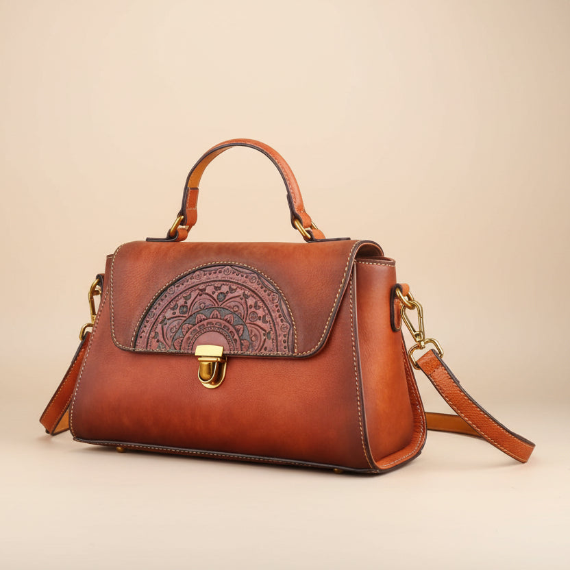 Royal Vintage sac à main structuré en cuir bicolore