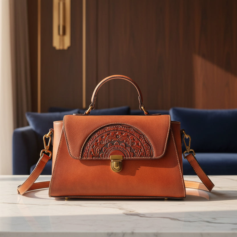 Royal Vintage sac à main structuré en cuir bicolore