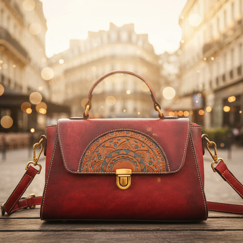 Royal Vintage sac à main structuré en cuir bicolore