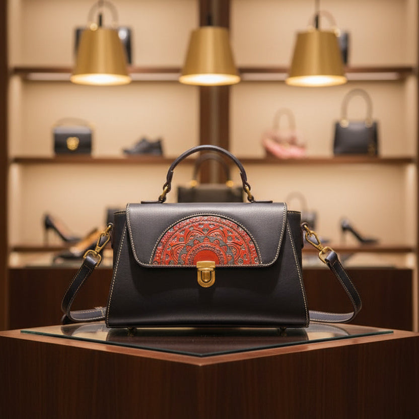 Royal Vintage sac à main structuré en cuir bicolore